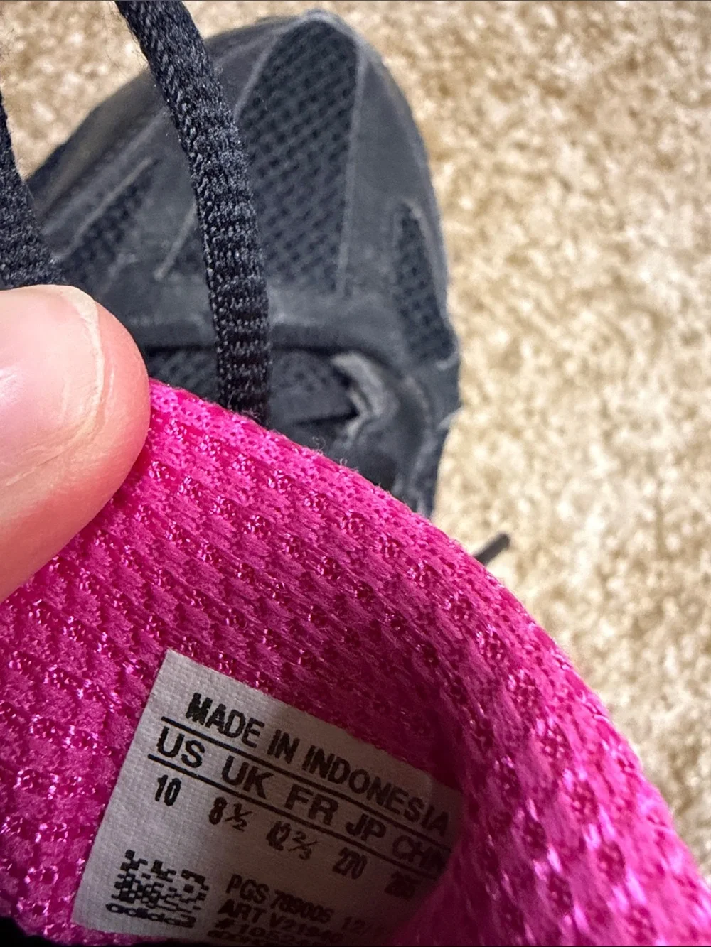 adidas Women’s Black Athletic Shoes with Pink Accents